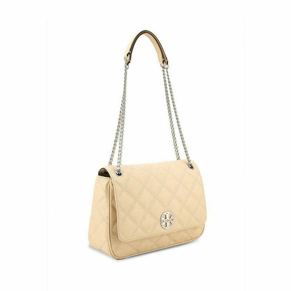 Tory Burch Quilted Cream Shoulder Bag